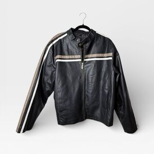 Whispering Smith Size Large Striped Faux Leather Jacket (F)